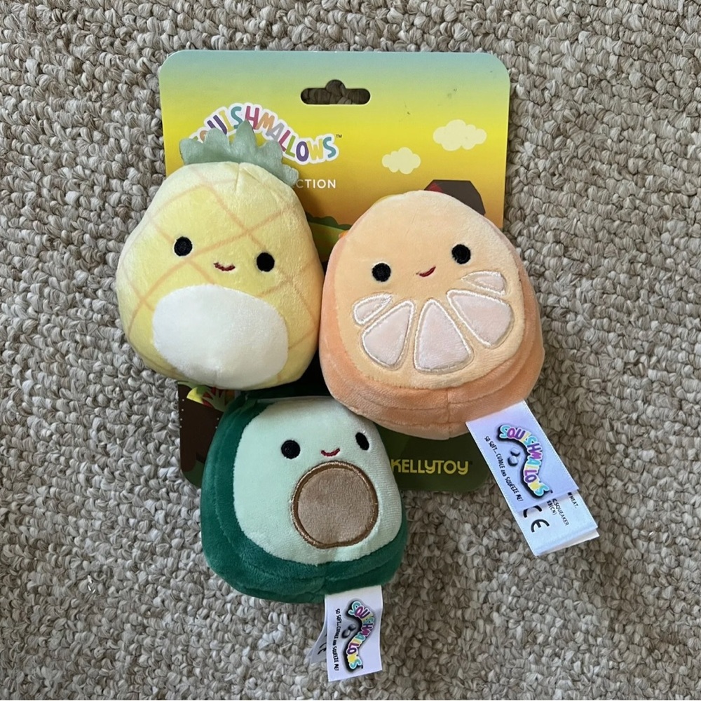 Squishmallows Pet Toy Collection - Fruit Variety With Squeaker